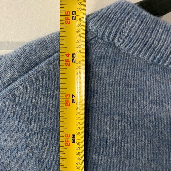 Men's 100% Cashmere Crew Neck Sweater Size L Slate Blue Luxury Academia Preppy - Picture 4 of 7